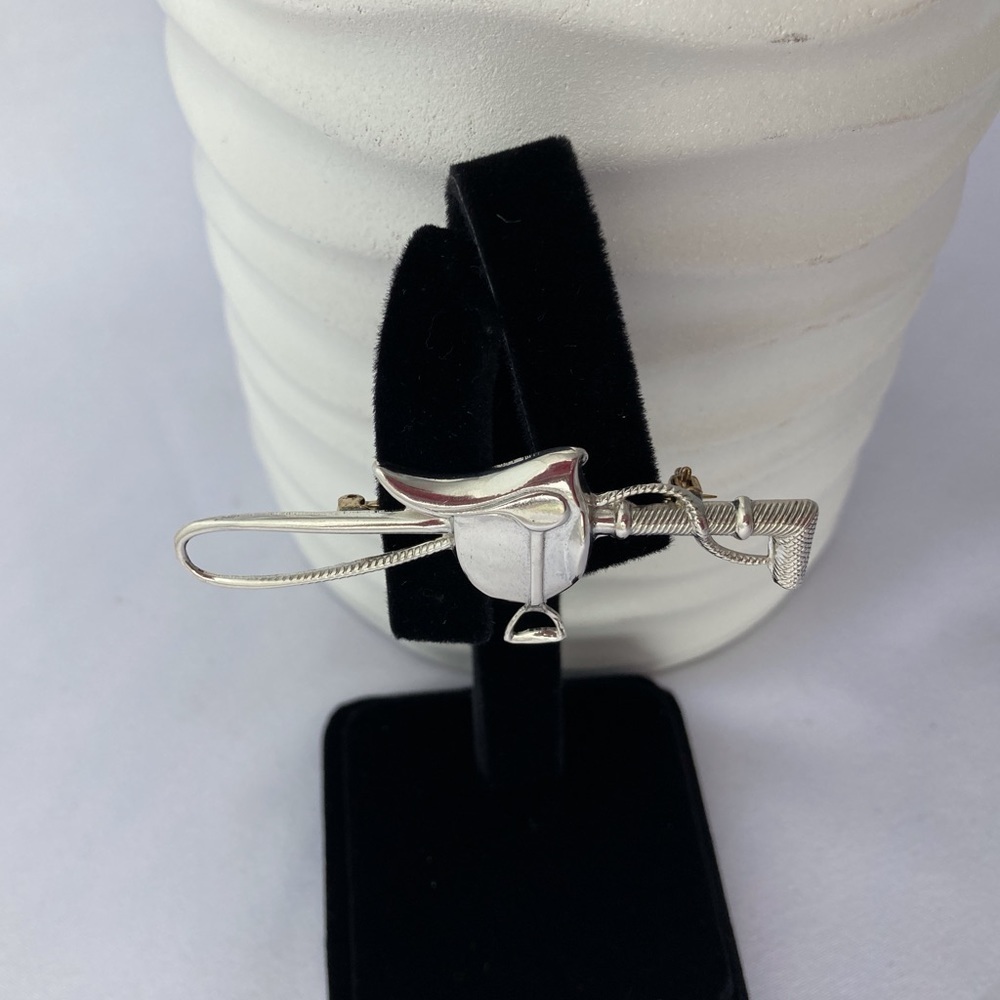 VINTAGE Sterling Silver Saddle Whip Brooch Pin